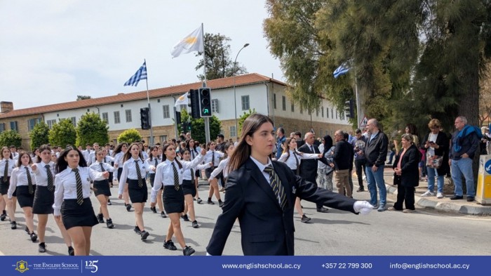 The English School Parade Team Shines at the 25th March Festivities.